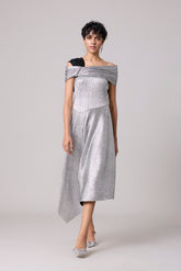 Tabita Dress - Textured Metallic Silver
